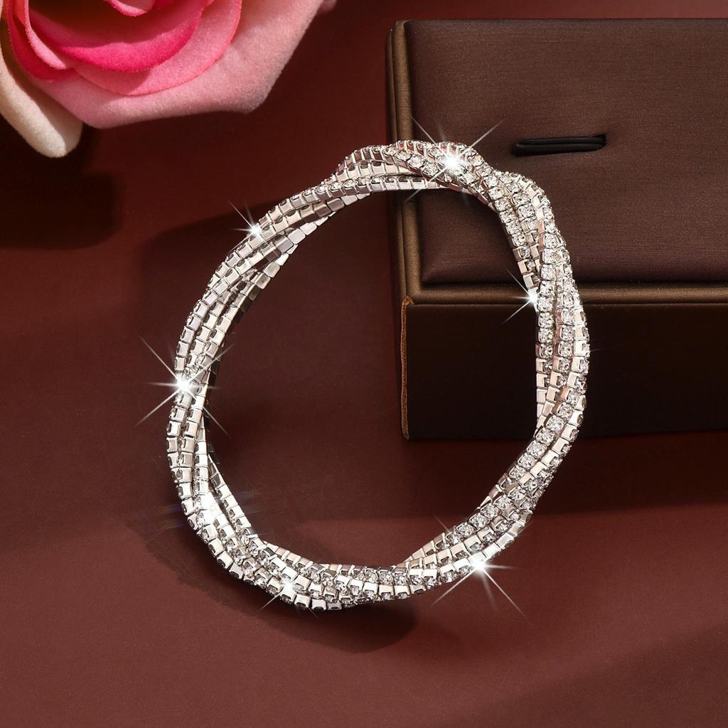 Voll Diamant Elastisches Armband Leichter Luxus Nische Exquisites Armband Umrundungsarmband Handseil Verdrehtes Armband Weiblich