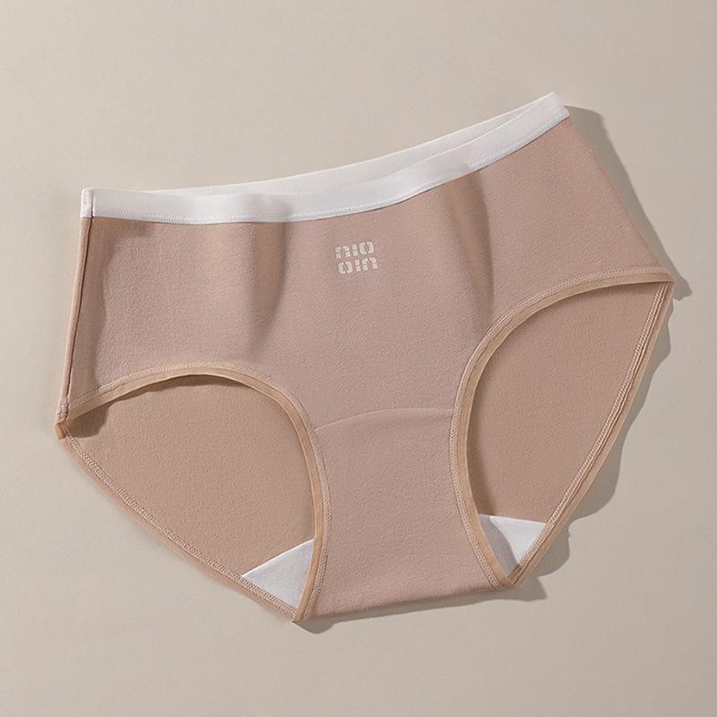Women's Spring and Autumn Cotton 10A Antibacterial Extended Inner Range Middle Waist Triangle Briefs