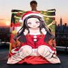 1pc Christmas, Anime Heroine Outdoor Flannel Blanket for Girls Soft, Lightweight Throw Perfect for Camping, and Gifting, Digital