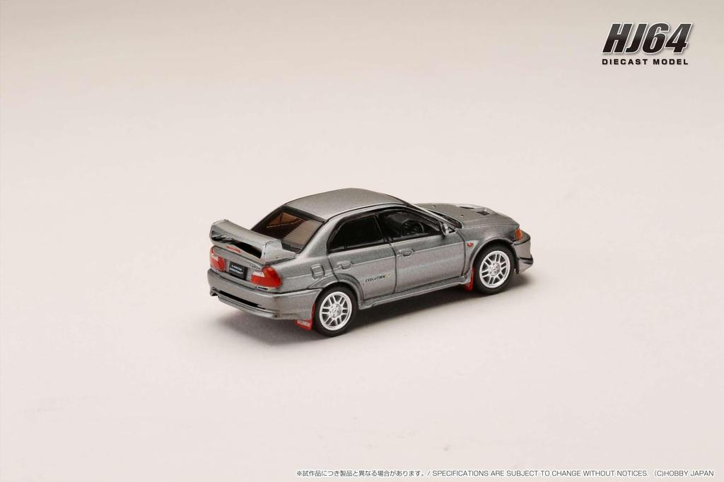 Hobby Japan HJ64 Scale Mitsubishi Lancer GSR Evolution 5 CP9A 1998 with Mud Titanium Gray Finished Model 1/64 Flaps, Metallic/Custom Color,