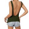 Women Sleeveless Deep V Backless Fitted Stretch Tank Top Solid Basic Slim Fit Vest Casual Summer Fashion Shirt