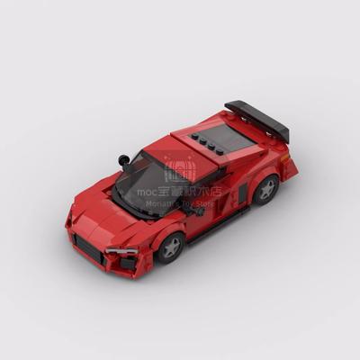MOC Supercar R8 412-teiliges Rennwagen-Bauset aus Bausteinen – Kreatives Garagenspielzeug für Jungen – Geschenkidee