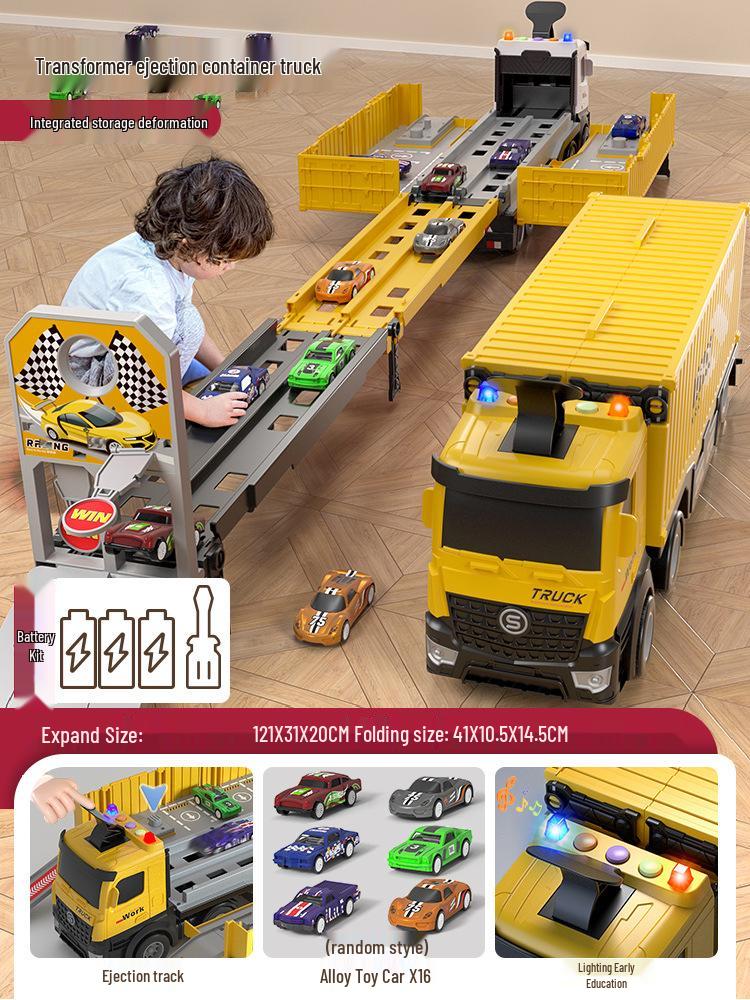 Children's Engineering Toy Set: Large Truck, Crane, Excavator, and Container Truck - Perfect Gift for Boys