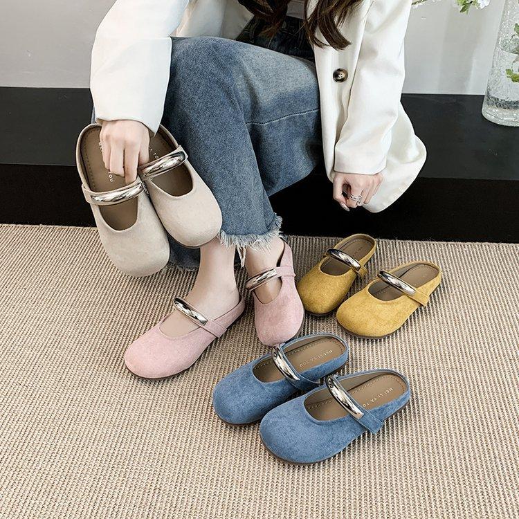 French Beautiful Bag Head Half Slippers Women's Summer Wear 2025 New Spring and Summer One-pedal Pregnant Women Muller Cool Slippers