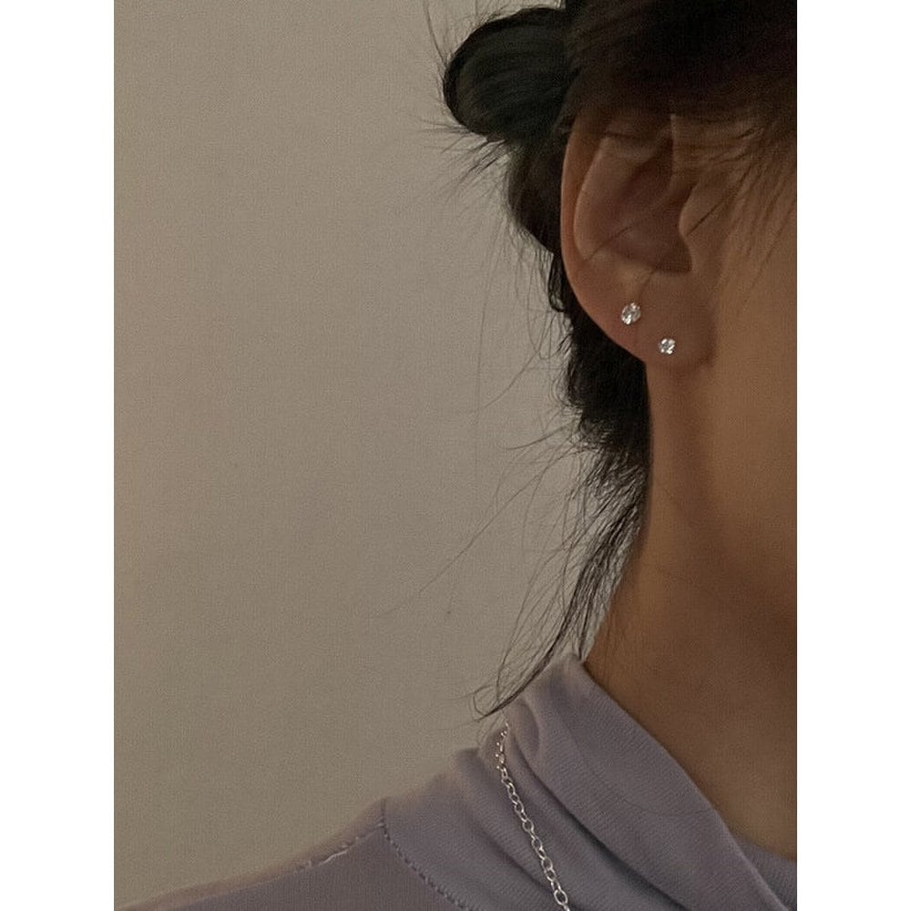 [925Silver] Basic Stone Earring (2Size)