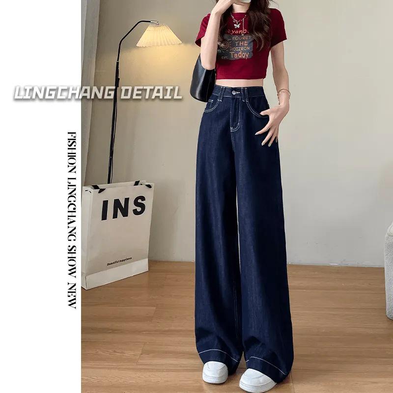 

Women s Plus Size Blue High Waist Wide Leg Jeans - Autumn 2025 Collection M синий
