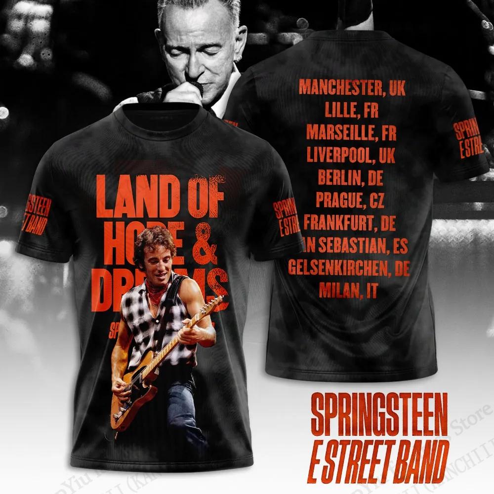 Classic Rock Band Bruce Springsteen 3D Print T-shirts Fashion Hip Hop Short Sleeve Men's T-shirts - Soft Medium Stretch Summer Relaxed Fit Clothing