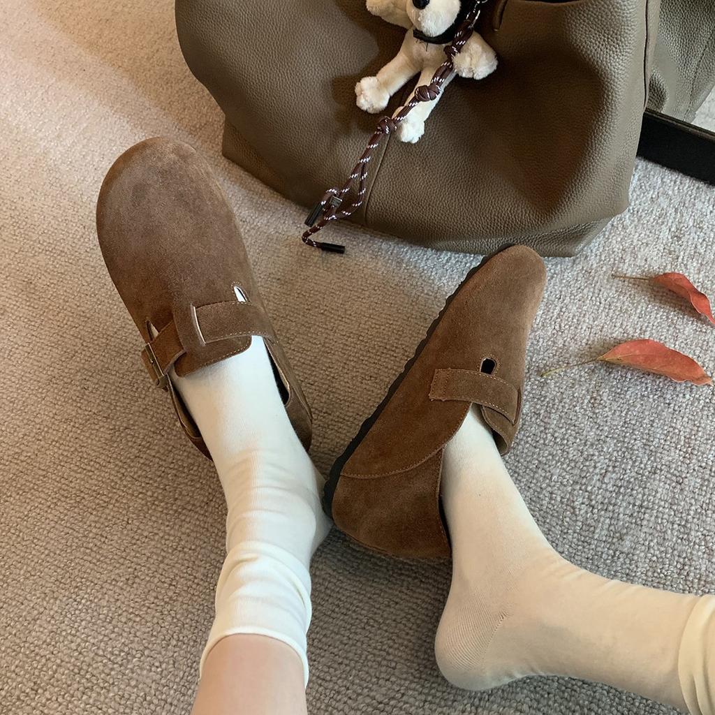 Grape mother winter new Boken shoes four seasons versatile casual women's shoes comfortable soft leather one pedal two shoes children