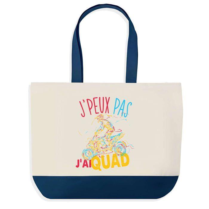 Tote bag - PLANETEE - J'peux pas Quad - Bleu - Coton 40 x 45 cm - Dessin coloré