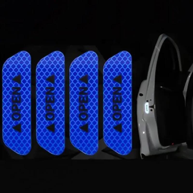 4Pcs/Set Car Door Open Stickers Reflective Tape Safety Warning Decal Supplies Car Accessories Decor