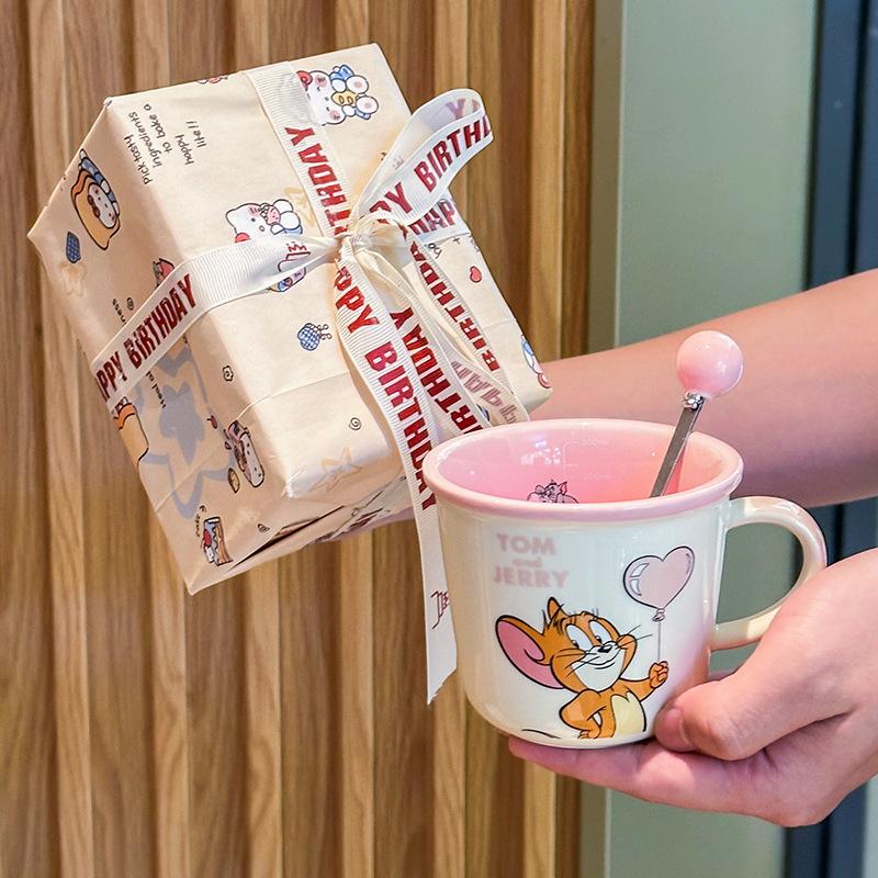 Cat and Mouse Cute Scale Cup Children's Ceramic Mug Couple Drinking Cup Breakfast Coffee Cup Birthday Gift