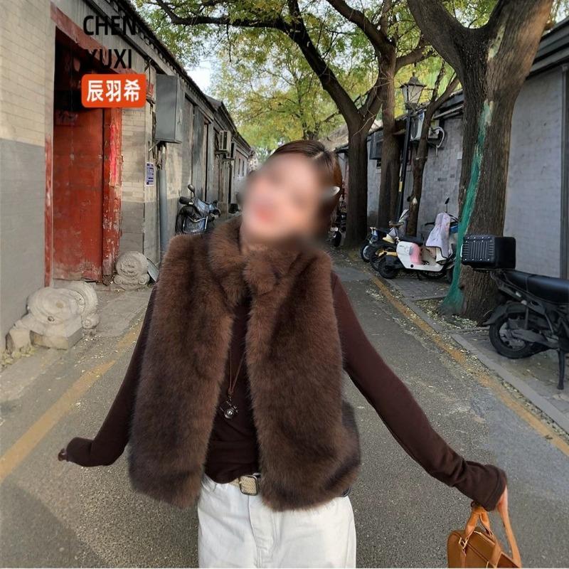 New fur outer wear furry vest women's furry autumn and winter vest jacket short sleeveless top