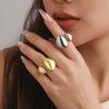Ins Liquid Lava Metal Curved Ring Female Folded Smooth Hug Open Ring Set