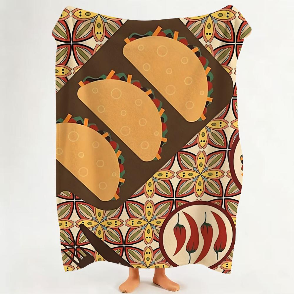 Design C Cartoon P Pattern F Food Throw Flannel Throw Blanket Suitable for Sofa Living Room Bedroom