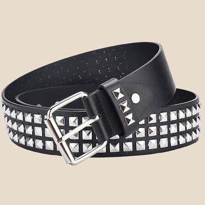 Cinturón con remaches de cuentas cuadradas nuevo, cinturón de pirámide de metal, cinturón de jeans con herrajes punk para hombres y mujeres, cinturón Y2K, cinturón de diseñador, cinturones de mujer