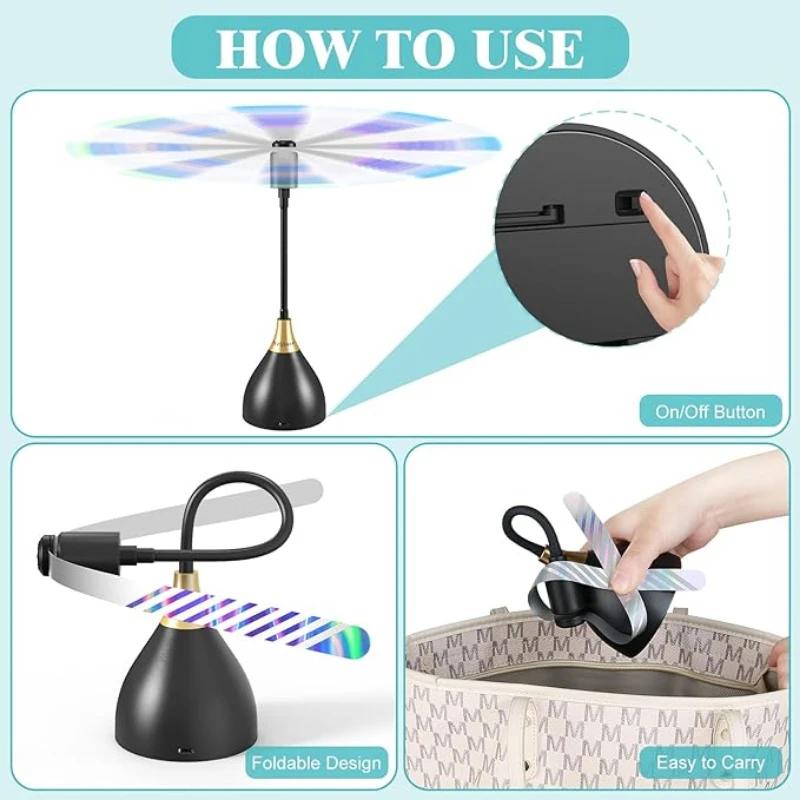 2PC/3PC Fly Repelling Fan, USB Interface Insect Repelling Fan, Portable Table Fan, Suitable for Picnics Gatherings, Barbecues