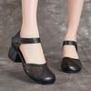 Fashion GKTINOO Genuine Leather Women Sandals Summer Shoes Thick Heels Soft Sole Women Shoes 2025 Hollow Mom Sandals