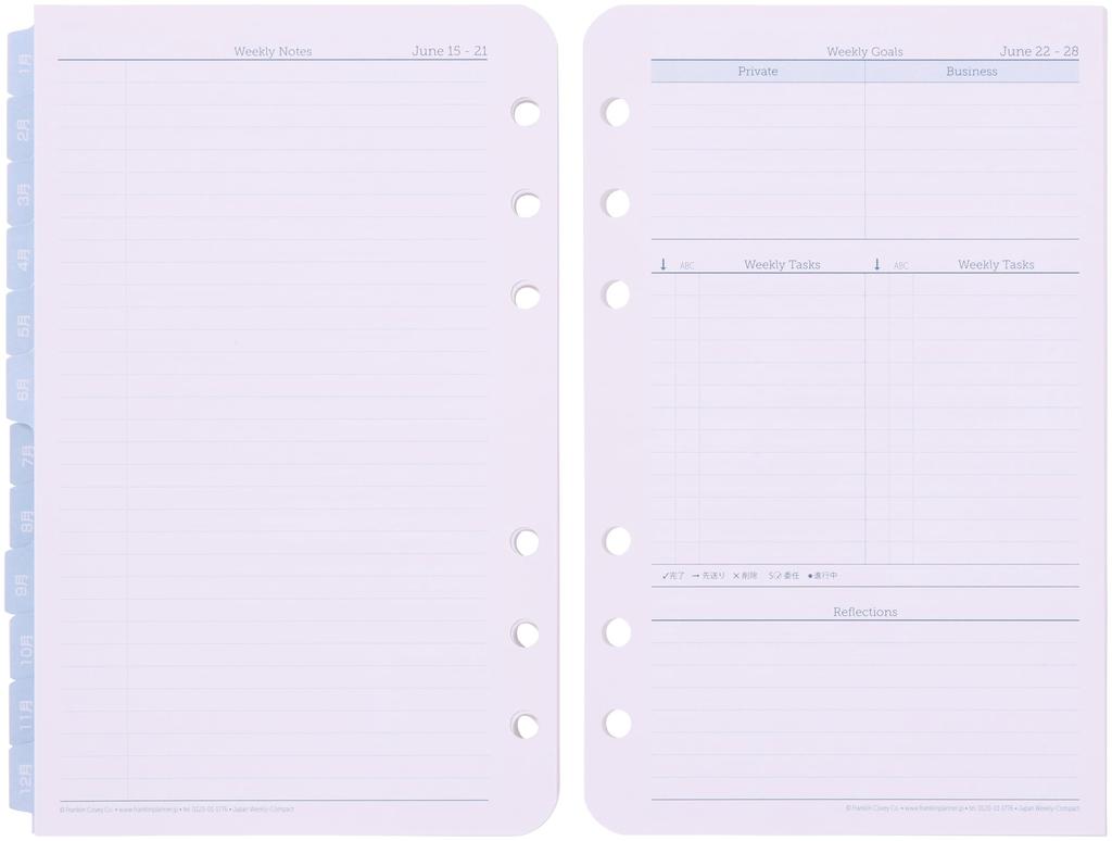 Franklin Planner Original Weekly Refill, 12-Month Edition, Starting January 2026, Compact, 86598