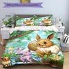 Eevee Family Adventure Print 3Pcs Bedding Setduvet Cover With 2 Bedropillowcase Home Birthday Gift