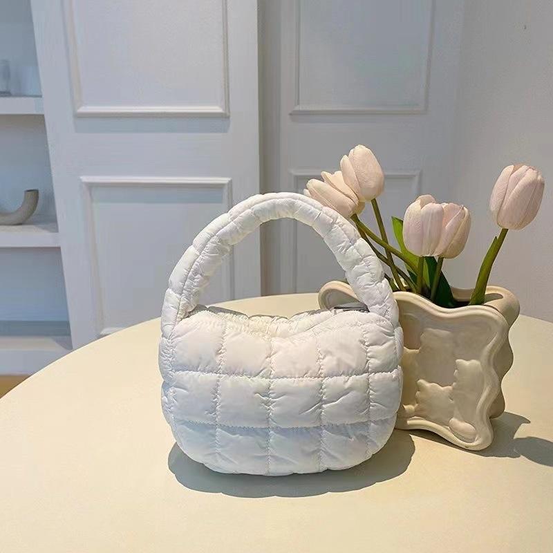 

Осенне-зимняя мини-сумочка-облако, версия из хлопка, подмышечная сумка, эластичная сумка-пузырь белый