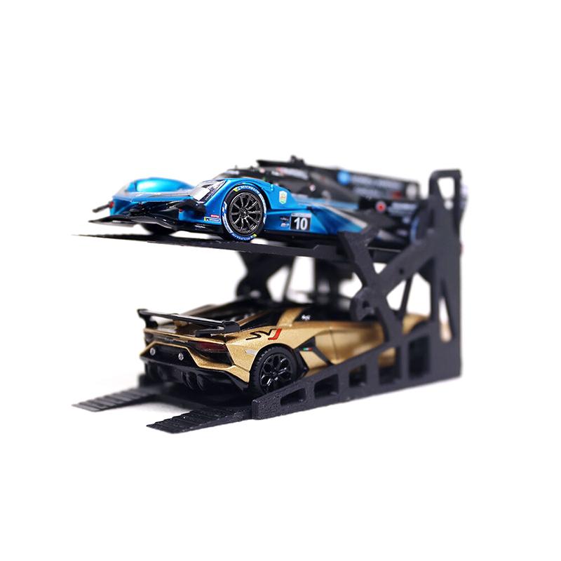 1 Set Cadru Model Parcare Vehicule cu Două Nivele Pentru Mașinuță Jucărie Aliaj 1/64 Piese de Asamblare Decor Scenă Suport Mașină Garaj Imprimat 3D