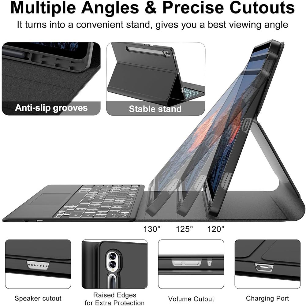 Tablet Case For Samsung Galaxy Tab S10+ Plus / S9 FE+ Plus / S9+ Plus / S8+ Plus / S7 FE / S7+ Plus 12.4-inch Keyboard Cover