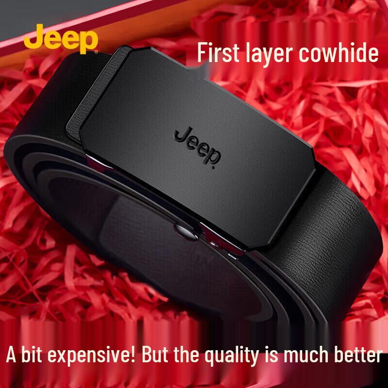 JEEP Men s Genuine Leather Automatic Buckle Belt 120cm