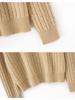 Women's Cashmere Cable Knit Sweater – Round Neck Pullover for Autumn/Winter, Simple and Versatile.