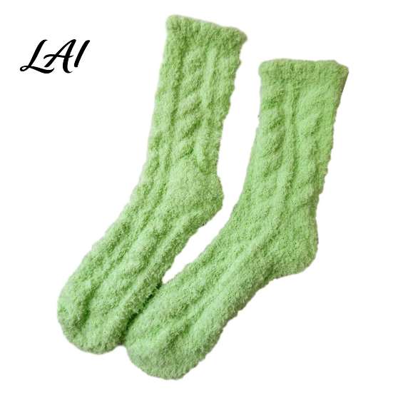 Warm Winter Sleep Socks for Women Thickened Plush Women Thermal Socks Coral Fleece Soft Knitted Twist Pattern House Floor Autumn Cold Weather Lining