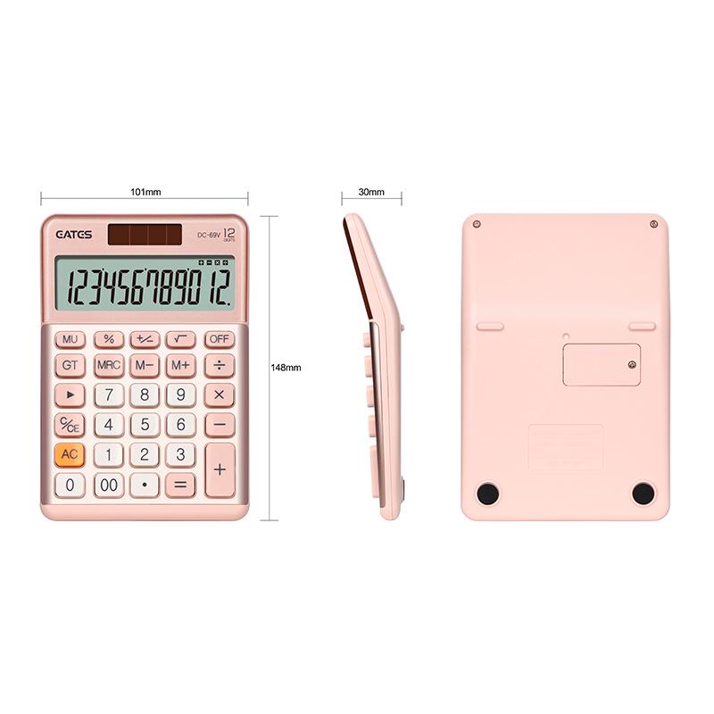Compact Dual-Power Silent Calculator for Students with 12-Digit HD Display