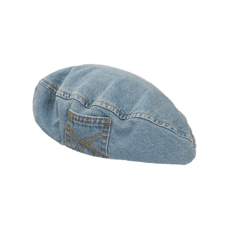 Washed Trendy Denim Beret Hat For Women And Men In Retro Design With Embroidery Unique