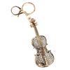 Violin Keychain Rhinestone Musical Instrument Pendant Violin Key Ring Unisex Jewelry Birthday Gift White