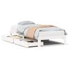 VidaXL Bed Frame with Drawers White 100x200 Cm Solid Pine Wood, Slatted Base, Double Bed Frame, Wooden Bed Frame 3301945