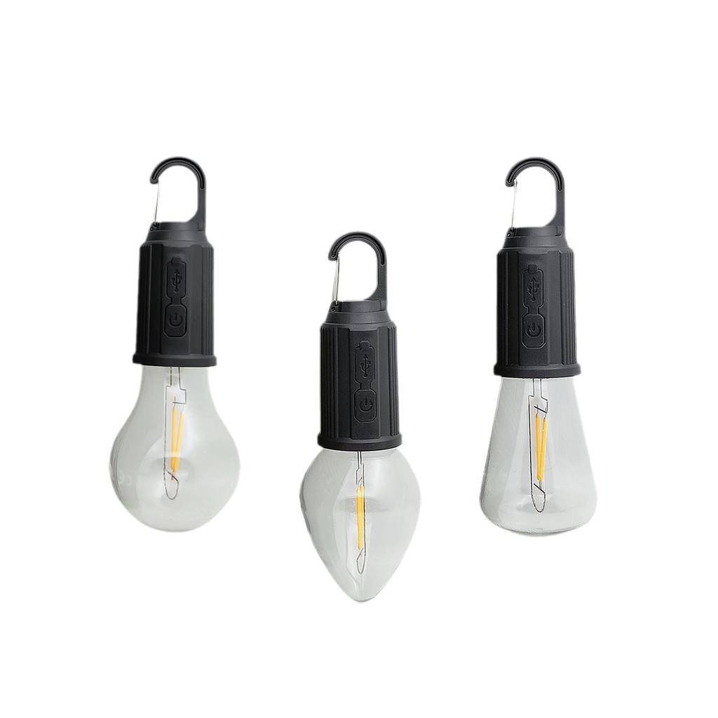 Cross-border Outdoor Retro Light Bulb Camping Lamp TYPE-C Rechargeable Tungsten Wire Camping Lamp Emergency Hanging Tent Atmosphere Lamp