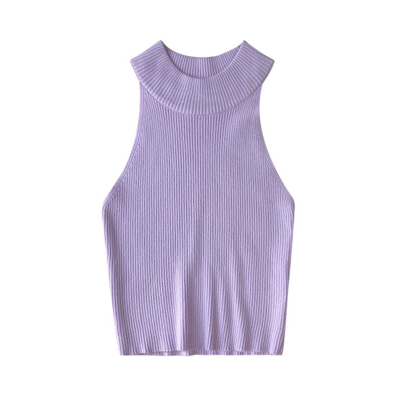 round Neck Elastic Narrow Shoulder Sleeveless Vest