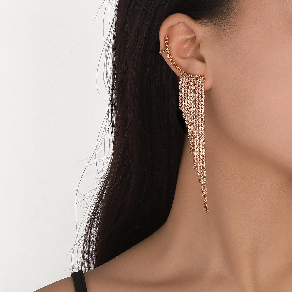 Women Tassel Crystal Earrings Long Fashion Geometric Rhinestone Earrings Jewelry