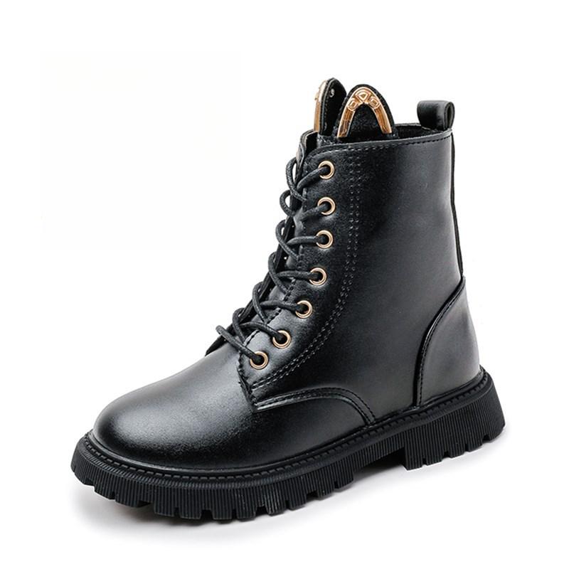 

Детские короткие ботинки зимние корейская версия британский стиль высокий верх детские ботинки Мартин с плюшем ботинки-одиночки для маленьких девочек 27 чёрный