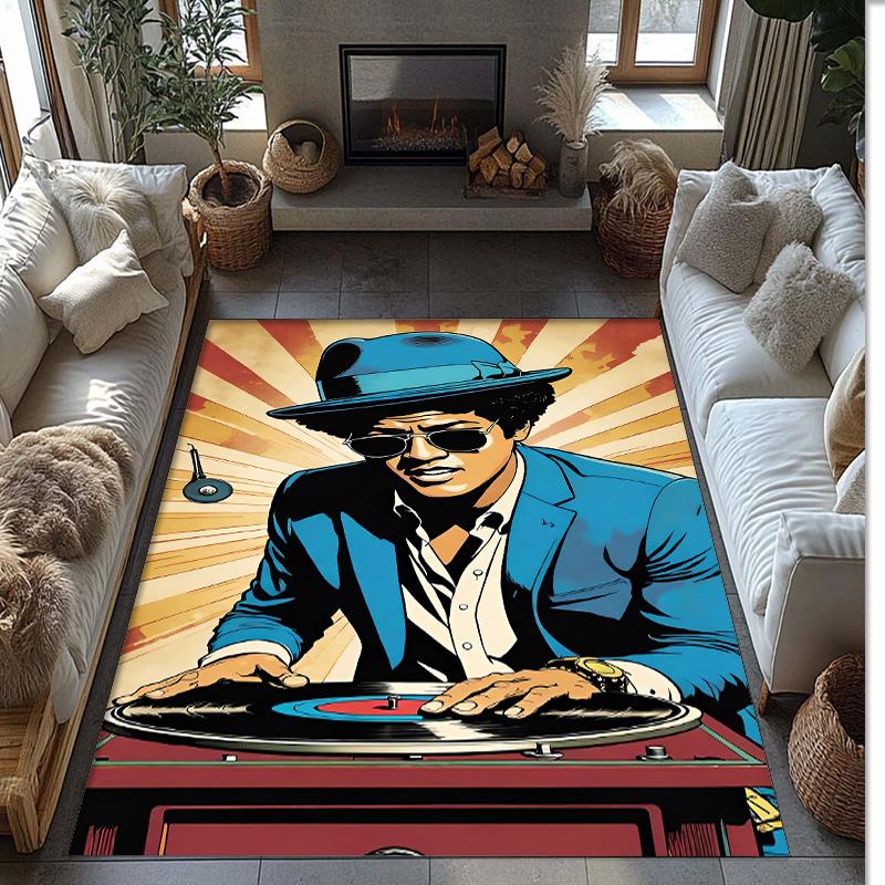 Soft Crystal Velvet Floor Rug,Bruno Mars Anti Slip Decorative Carpet, Plush Area Mat For Indoor Home Decoration