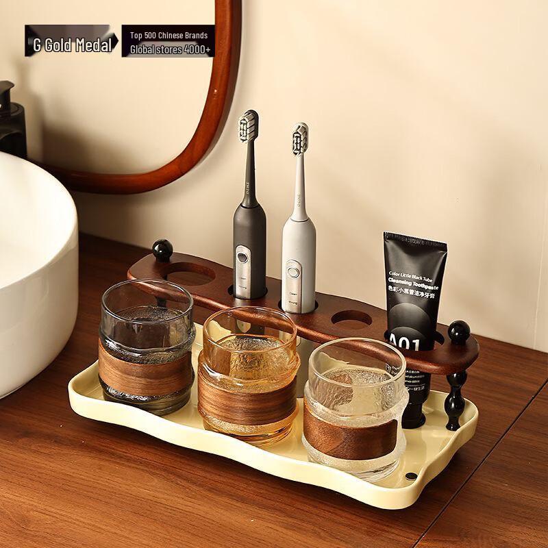 GOLDENHOME Vintage Cream Style Ceramic Toothbrush Holder Cup