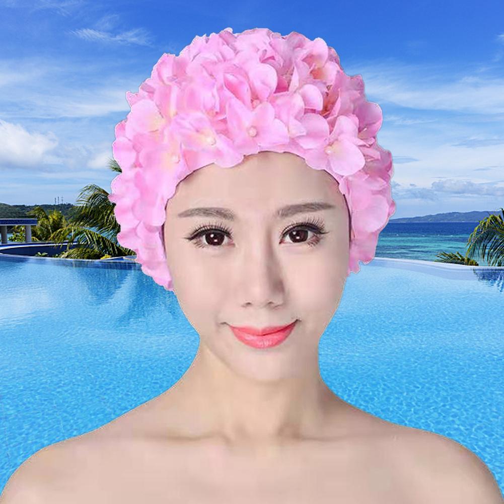 3D Flower Swimming Cap Breathable Swim Pool Hat Soft Long Hair Water Sports Hat Ear Protection Comfortable Pool Accesories