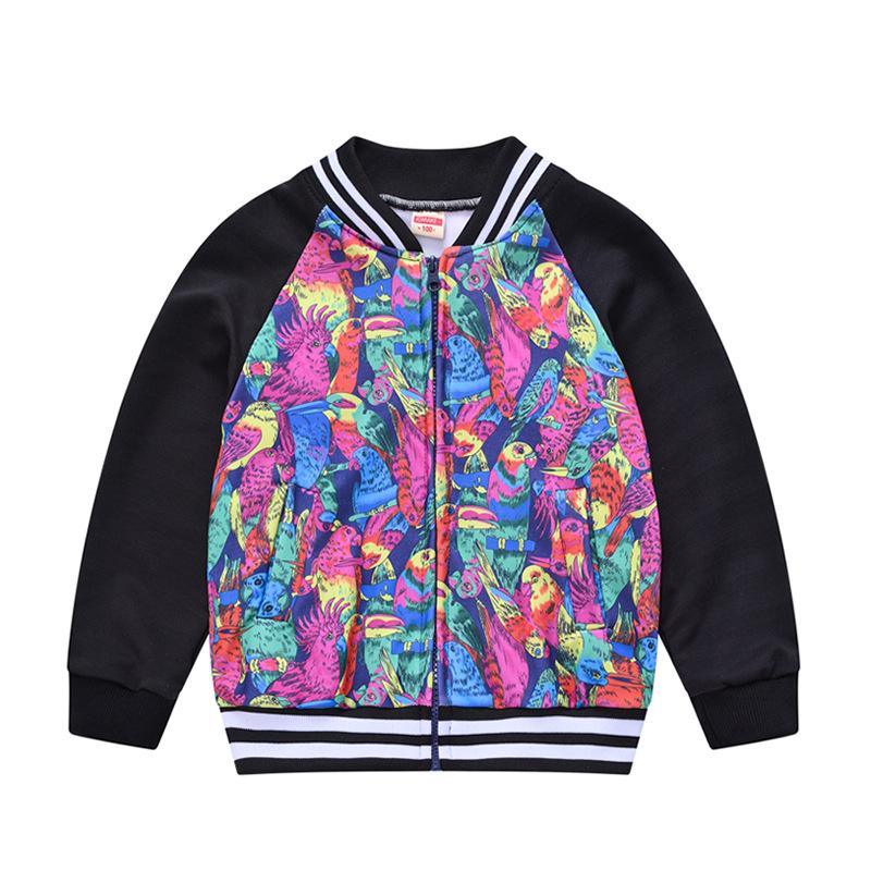 Spring and Autumn Men and Girls Fashionable Cute Printing Color Collision Jacket Children Splicing Jacket Baby Cardigan