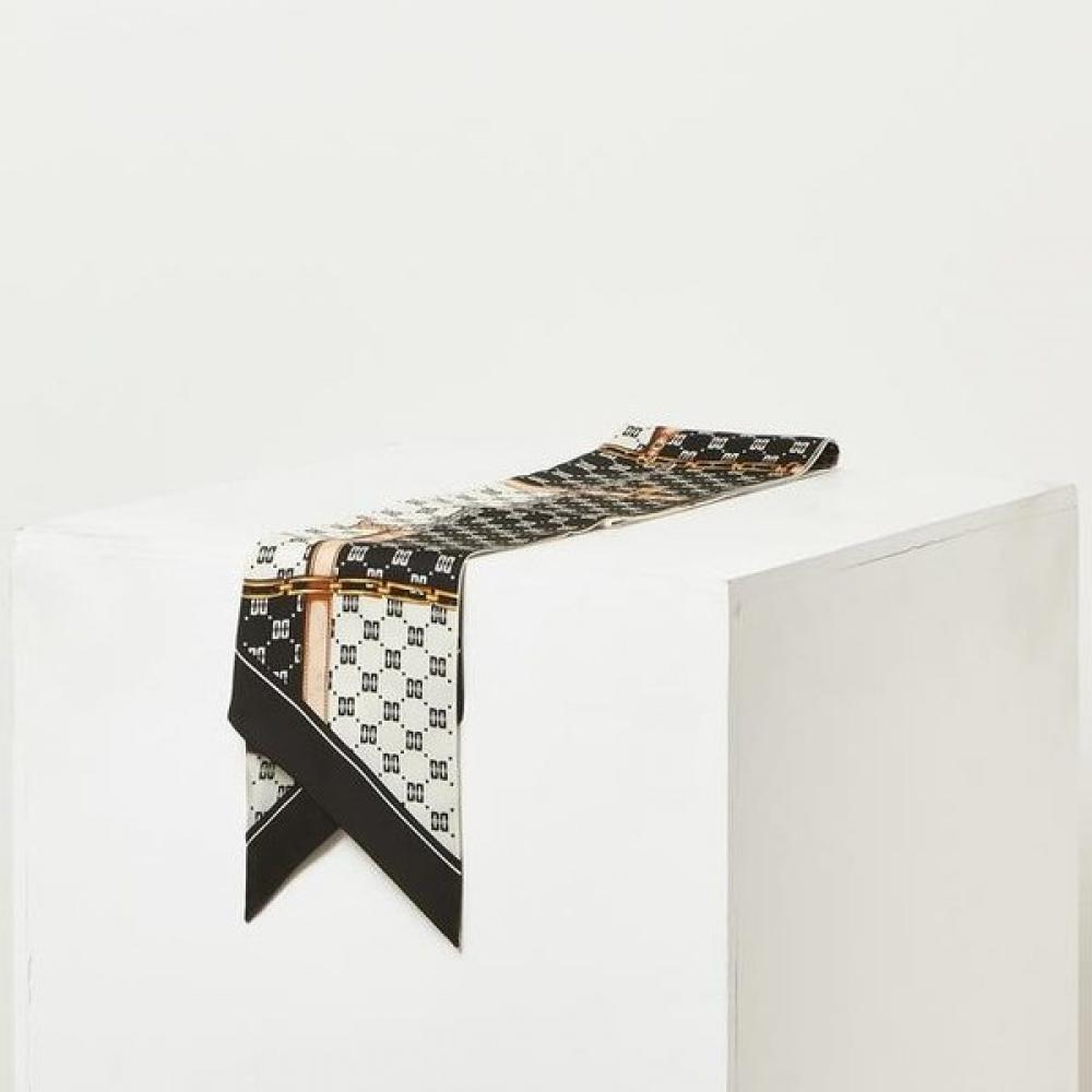 Daks Black Silk Scarf Print Dcsc1e025bk Single option