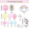 132pcs Rainbow Unicorn Balloon Arch Wreath Kit, Pink Yellow blue latex balloon Colorful Unicorn Aluminum balloon Summer party de