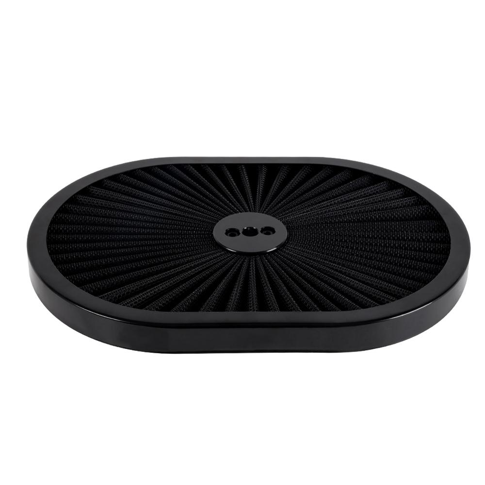 New High Flow Chrome 12"x2" Oval Air Cleaner Filter Assembly 5-1/8" Carb Neck W/ Flow-Thru Lid for GMC Chevy Ford Chryler Dodge