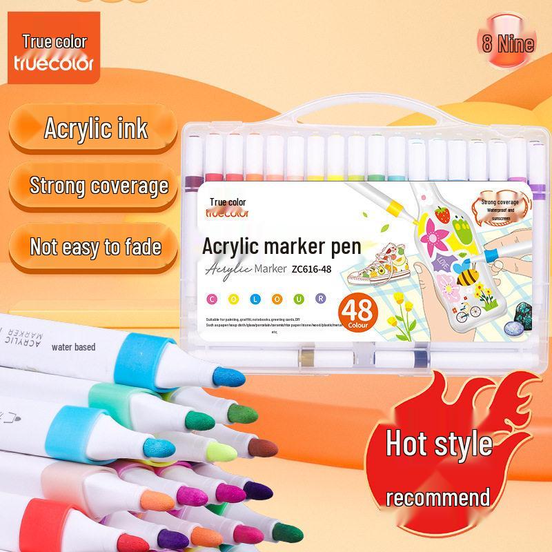 True Color 60-Color Acrylic Marker Set for Kids - Non-Toxic, Waterproof, Large Capacity for DIY Art and Graffiti