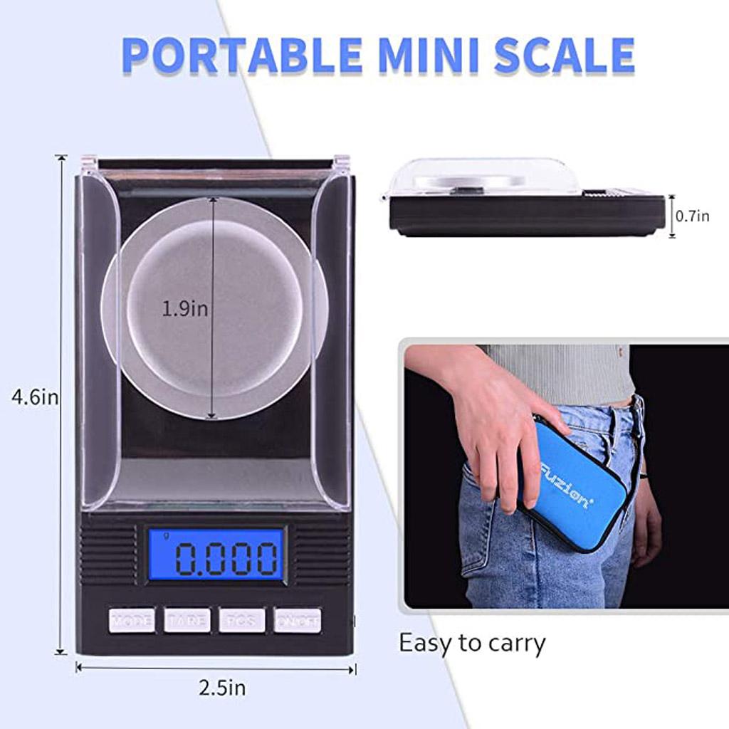 Digitale Taschenwaage Hochpräzise Küchen-Lebensmittelwaage Schmuckwaage mit beleuchtetem LCD-Display Tara-Funktion für Zuhause