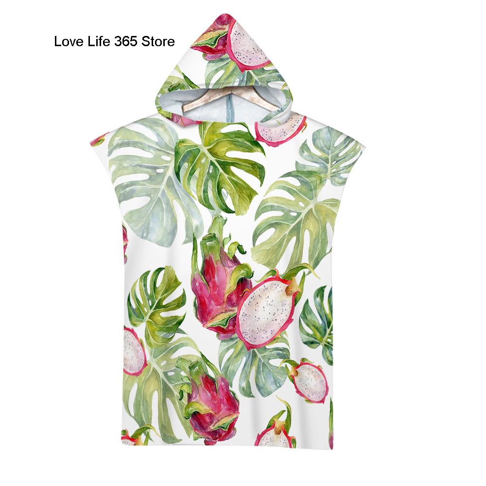 Leaf Microfiber Beach Towel Quick Dry Hooded Cloak Wetsuit Towels Adult Kids Parent-Child Poncho Bathrobe For Swim Surf