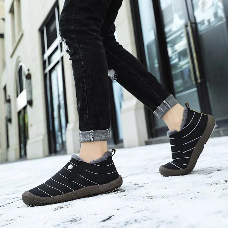 Golden Sapling Winter Waterproof Warm Shoes Unisex Outdoor Flats Men Low Cut Thermal Loafers Leisure Casual Shoes Lovers