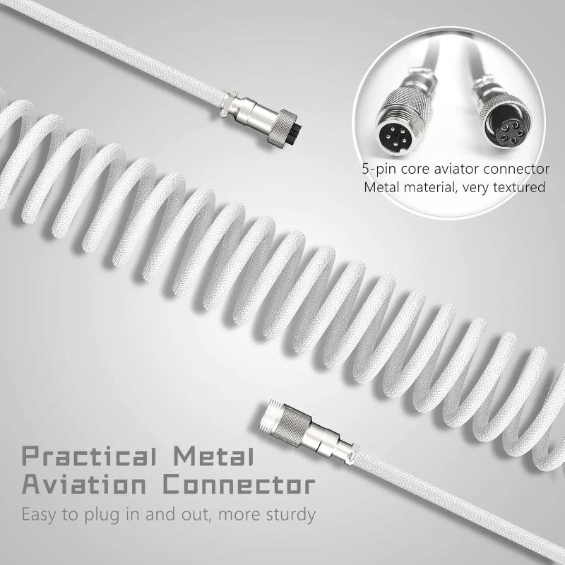 Coiled Keyboard Cable - Detachable Aviator Coiled Cable Type C To USB A Mix 5.9in for Gaming Keyboard and Cellphone