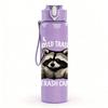 1PC Raccoon Face Cartoon 750ml Color Plastic Sports Water Bottle Leakproof Flip Straw Lid Suitable for Sports Office Home Use